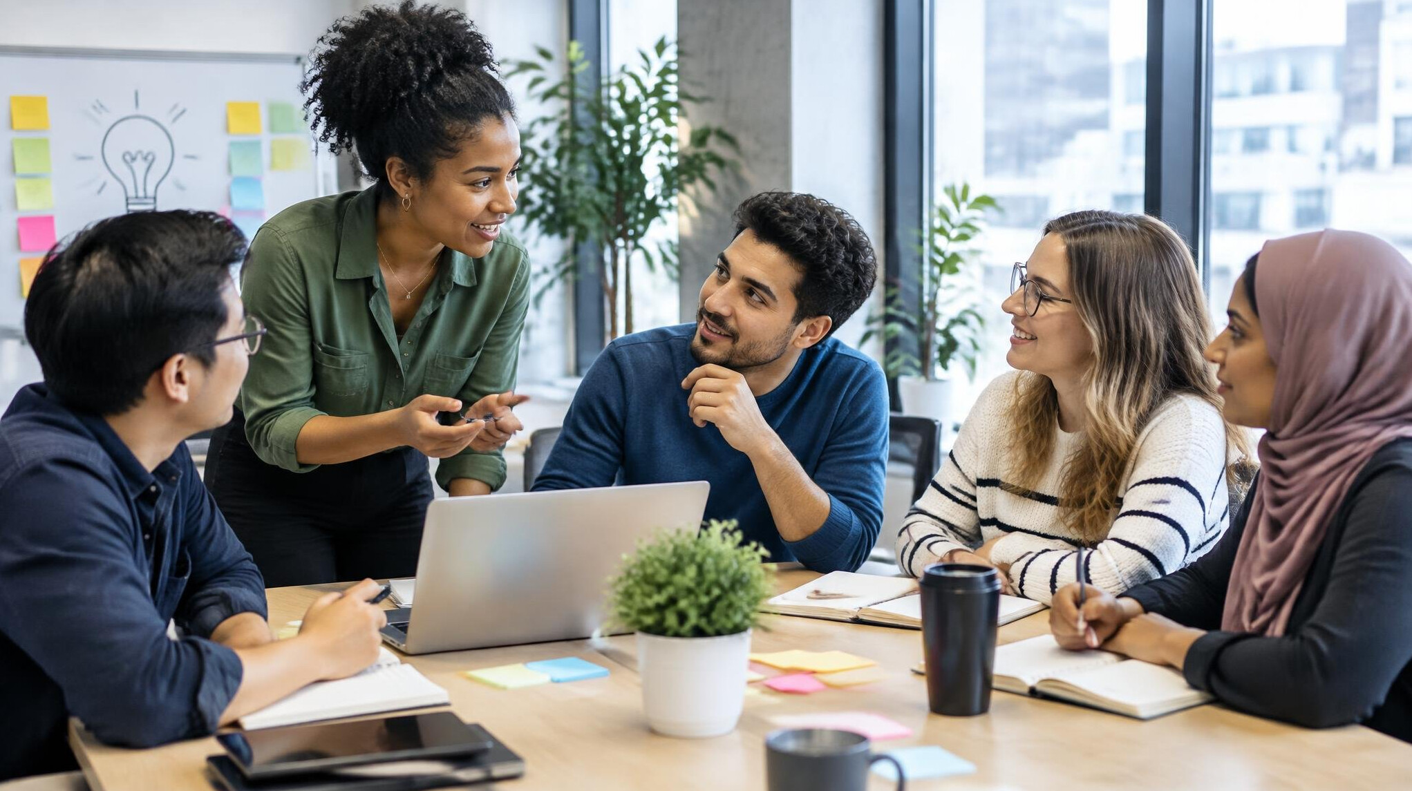 diverse team in office