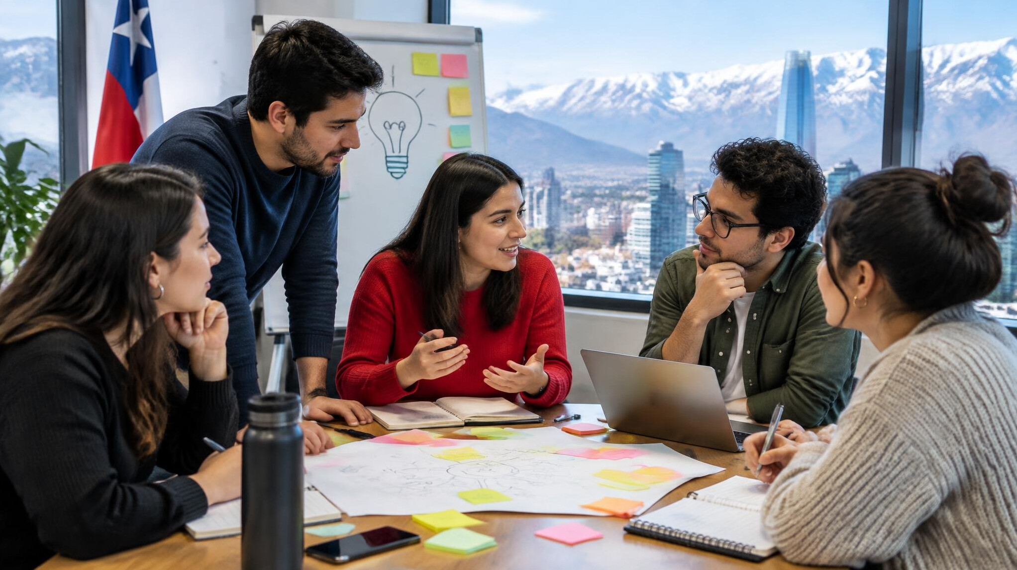 group of chilean people brainstorming